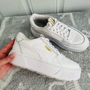 final price ✨ PUMA women's karmen rebelle white + gold chunky sneakers size 6.5